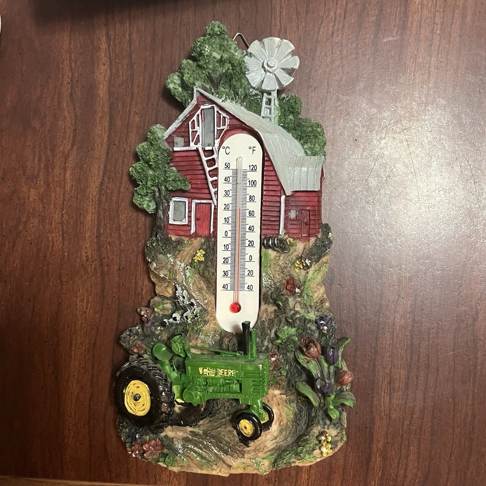 John‎ Deer tractor Thermometer Farm Vintage Ceramic Made In China